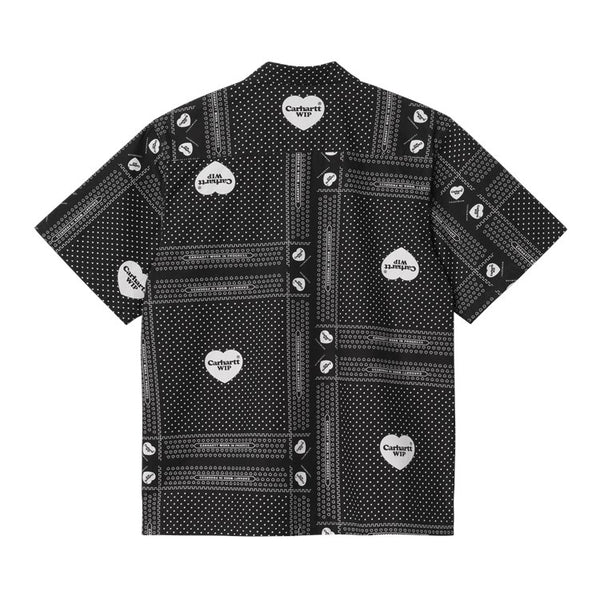 Carhartt Heart Bandana Camicia Manica Corta White/Black Stone Washed